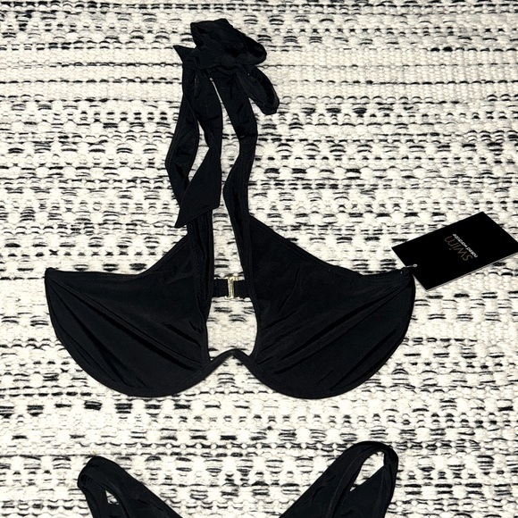 🆕 2/$75 NWT Naked Wardrobe | 2 Piece Underwire Halter Bikini | Black | Large - Picture 2 of 10